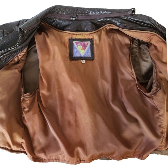 Men's Vintage Leather Bomber Jacket Soft Sheepskin Leather Removable Fur Lining - Picture 5 of 16